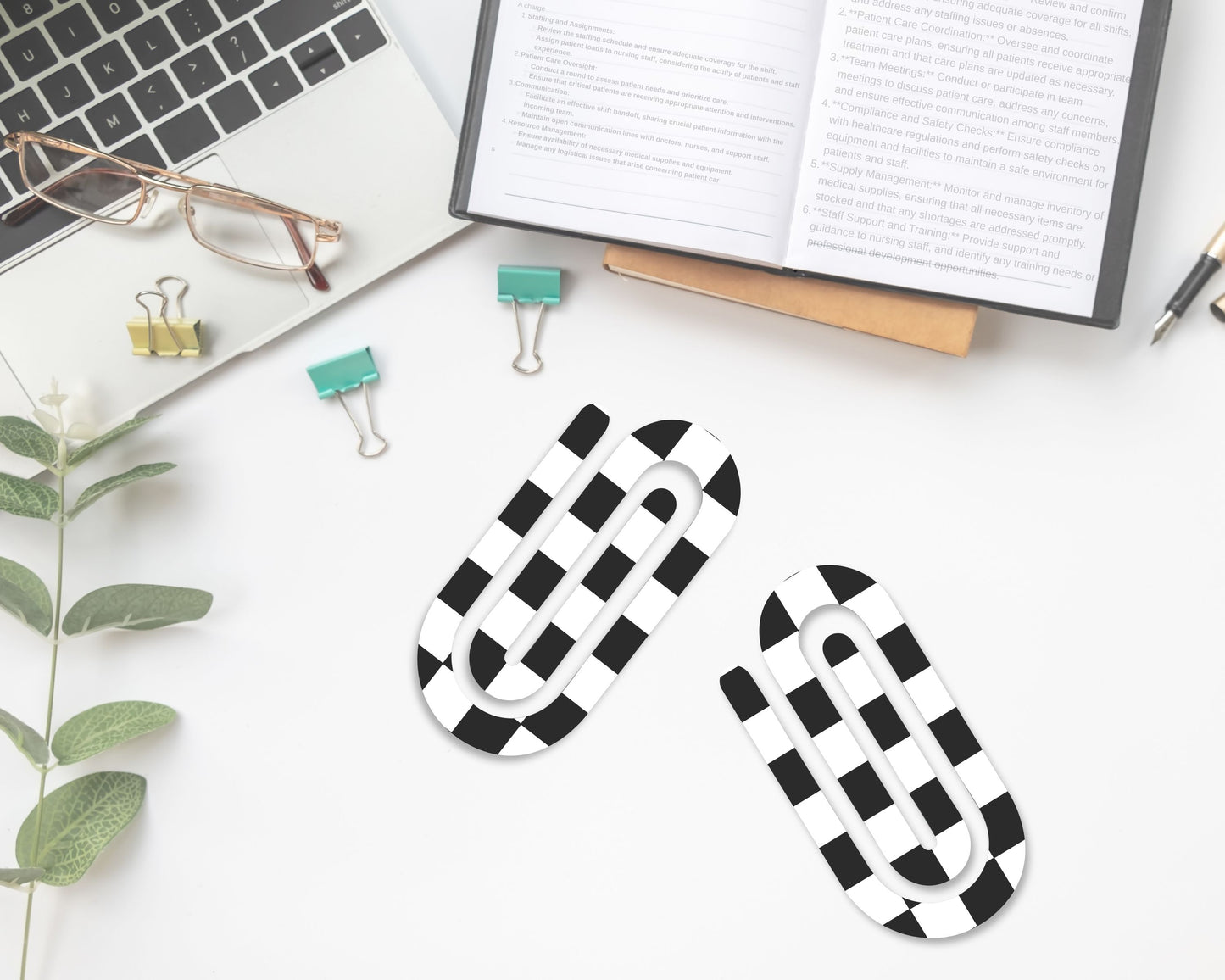 Black Checkered Jumbo Paperclip