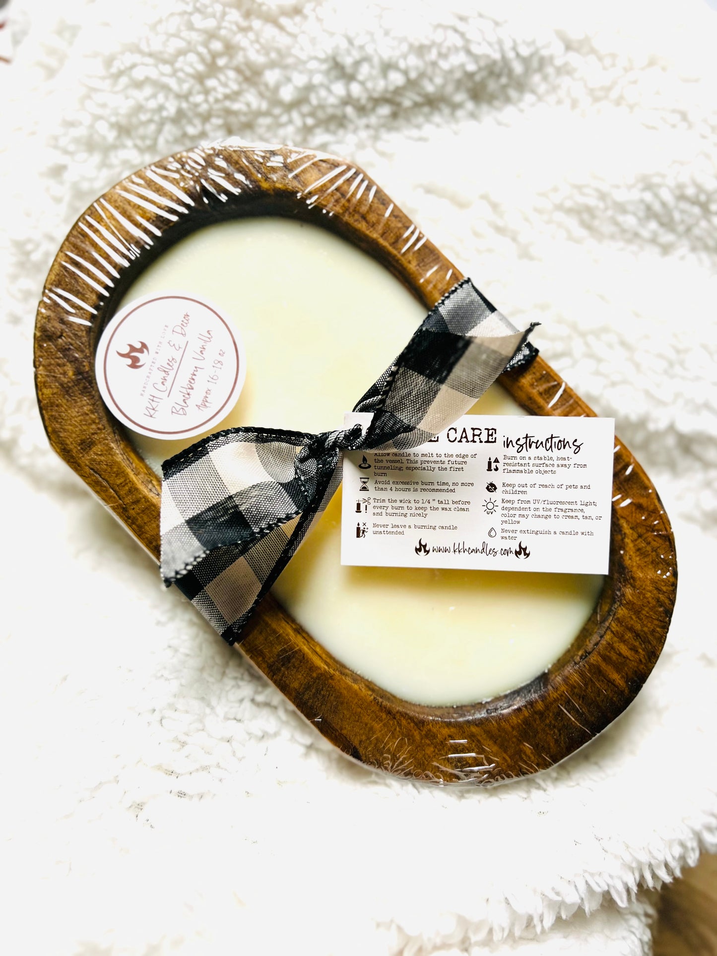 Wood Dough Bowl - Rustic Soy Candle