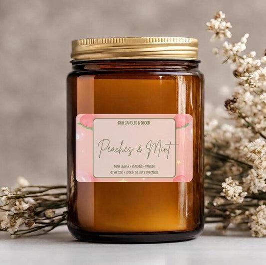Peaches & Mint - Amber Jar