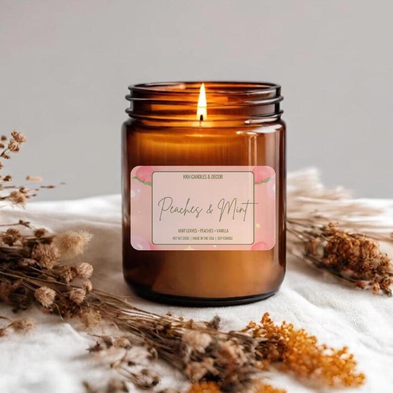 Peaches & Mint - Amber Jar
