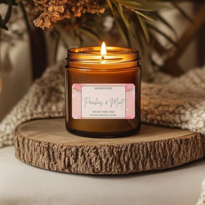 Peaches & Mint - Amber Jar