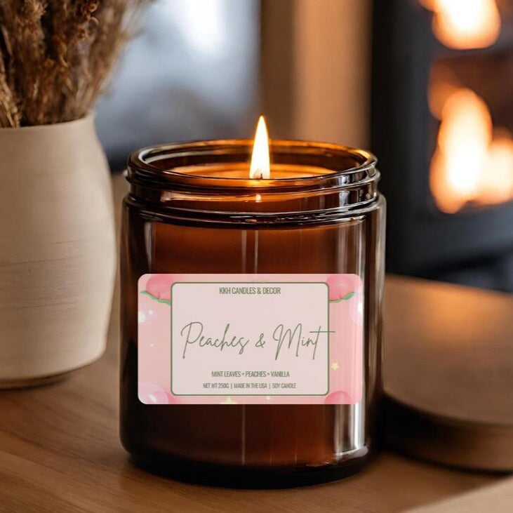 Peaches & Mint - Amber Jar