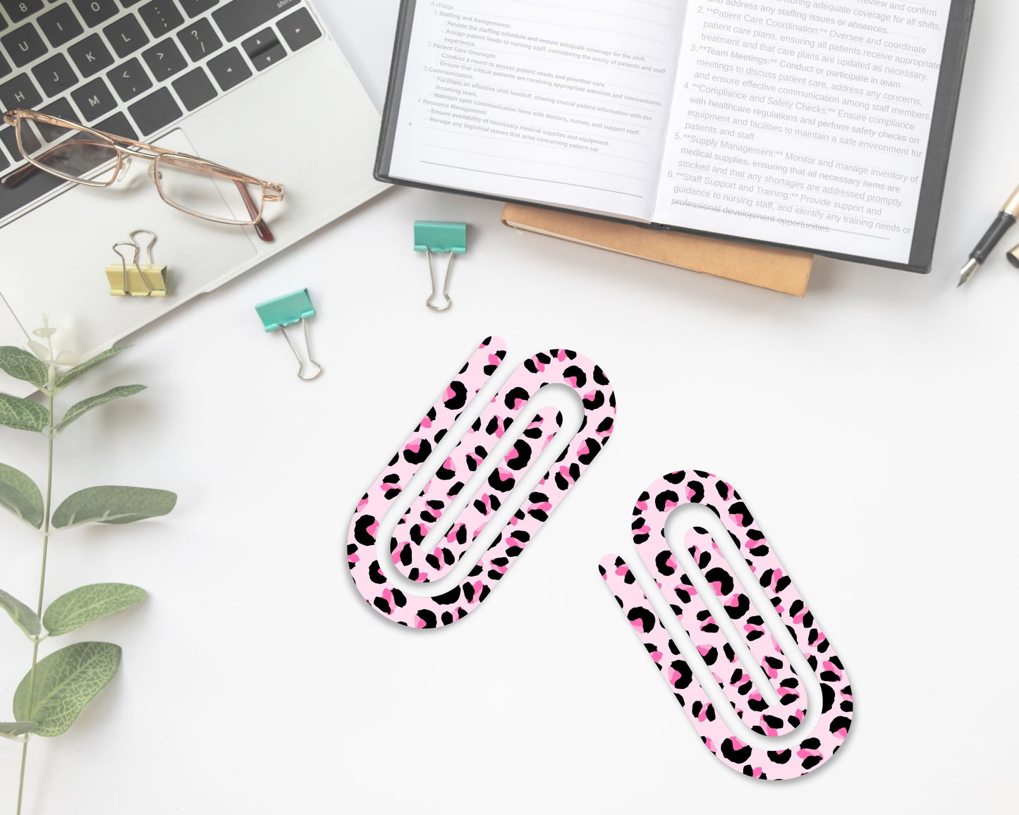 Pink Leopard Jumbo Paperclip