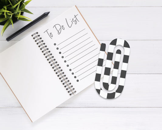 Black Checkered Jumbo Paperclip