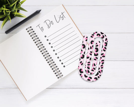 Pink Leopard Jumbo Paperclip