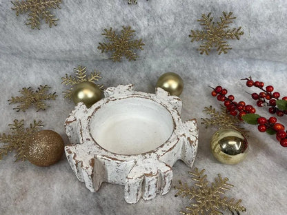 Snowflake Clay Dough Bowl - Rustic Soy Candle